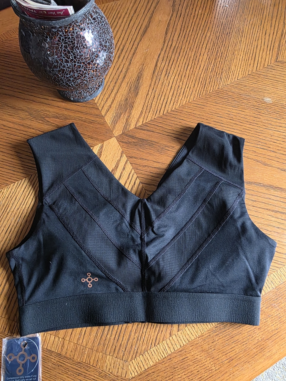 High-Compression Black Women's Sports Bra with Wide Support Band